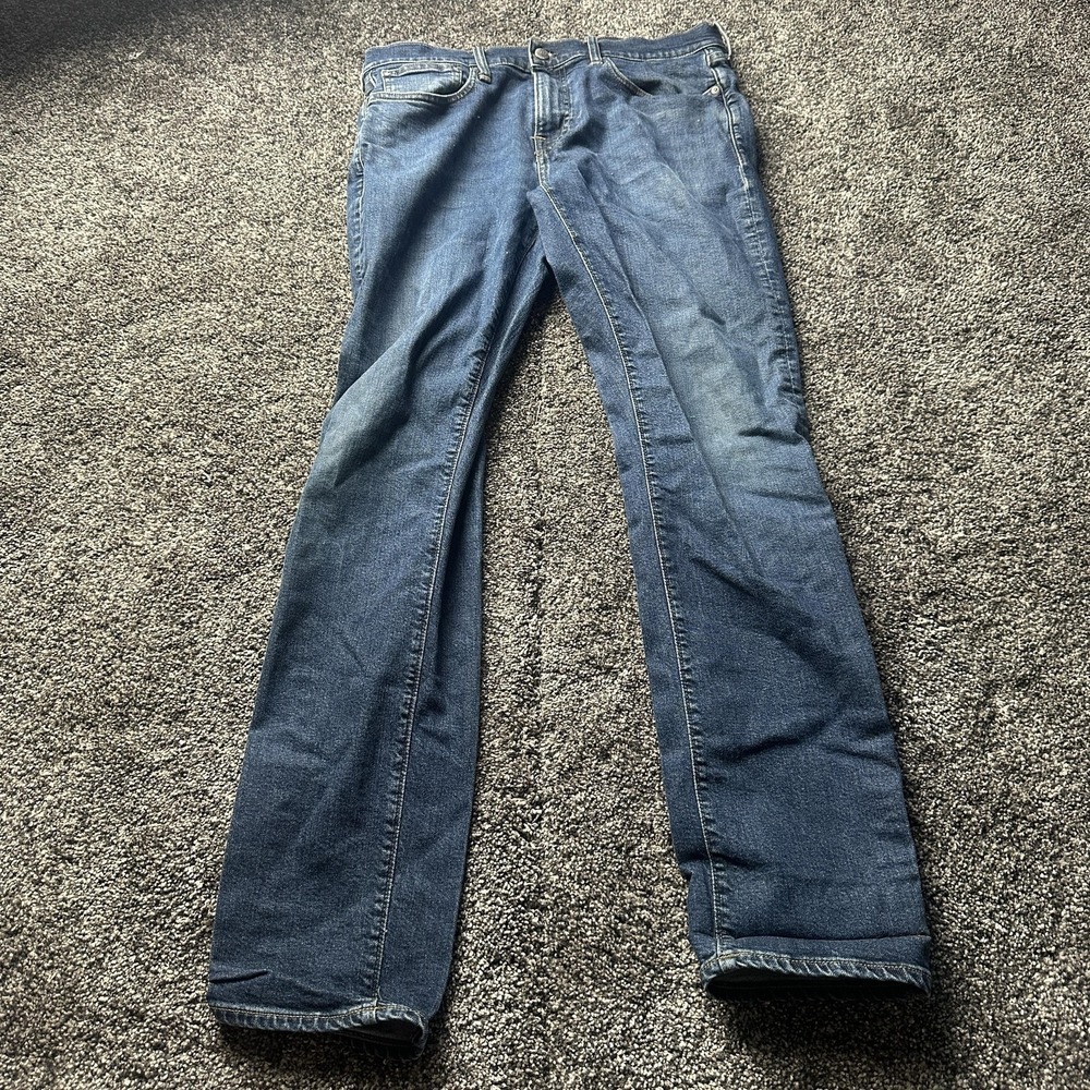 J Crew Jeans Mens 32x34 Blue Medium 484 Slim Straight‎ Fit Stretch Denim Zip Fly